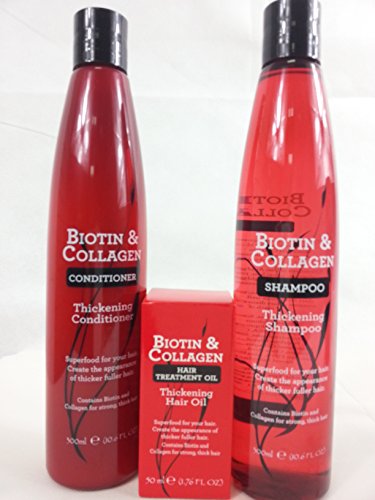 Biotin & Collagen Hair Care Set Contains Thickening Shampoo, Conditioner & Hair Oil