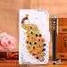 Produktbild Locaa(TM) SONY Xperia Z1 Mini Z1 Compact SonyZ1mini 3D Bling Pfau Case + Griffel + Anti Staub Ohrstecker Deluxe Luxus Perlen Diamant niedlich Schöne Retro Card Holder Wallet Protection Hülle - [Pfau Serie] Weißes Holster - Bunte Pfau