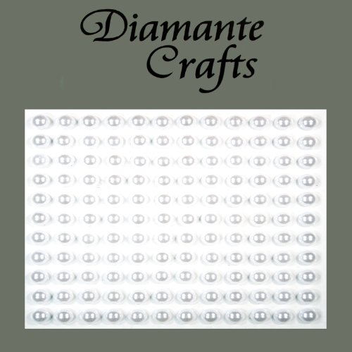 132 x 5mm White Pearl Self Adhesive Rhinestone Body Vajazzle Gems - created exclusively for Diamante Crafts