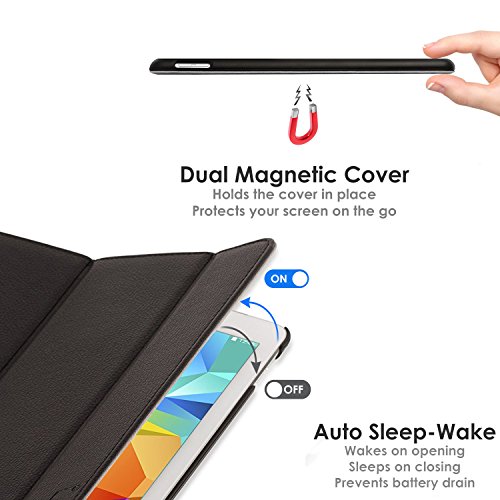 ForeFront Cases® Neue Leder Hülle / Tasche / Case / Cover für Samsung Galaxy Tab S 8.4 T700 – Rundum-Geräteschutz und intelligente Auto-Sleep-Wake-Funktion mit 3-JAHRES-GARANTIE VON FOREFRONT CASES – inkl. Eingabestift und Displayschutz - 5