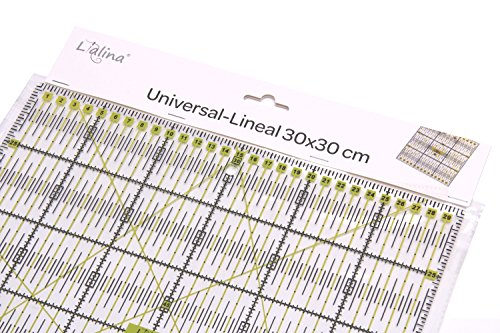 Lialina® Transparentes Universal Patchwork-Lineal 30 x 30 cm / 2farbiger Druck cm Linien Raster 30/45/60 Grad Winkel-Maße / Papier + Stoff exakt mit Rollschneider zuschneiden - 3