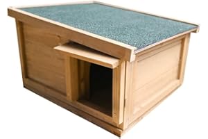 Unibos | Luxury Hedgehog House | Hedgehog Feeding Station | Hedgehog Hibernation Shelter | Hedgehogs Wooden Houses | Safe & Secure Predator Proof | Pitched Roof | Waterproof | 45x41x26.2cm