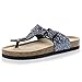 Produktbild MOIKA Damen Slipper Sandalen Sommer Bohemia Schuhe Outdoor Strand Sandaletten Strap Flache Sandalen Strandschuhe Dick-Sohlen Cork Pailletten Hausschuhe EU41,Blau