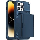 BUFF LABS iPhone 14 Pro Slide Armor Case S&uuml;rg&uuml;l&uuml; Kart Hazneli Koruyucu Kılıf (Mavi)
