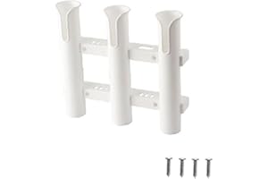 BigTron Supports Canne à Pêche One Piece 3 Pôles, Side-Mount Style, Tous Les Accessoires Inclus (Blanc) pour Bateau,Kayak, Mur.