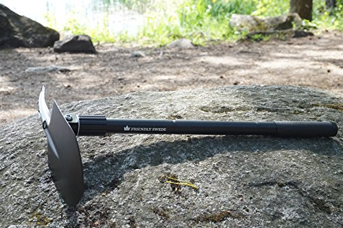 The Friendly Swede Multifunktions-Klappspaten inklusive Säge-Messer, Hacke, Feuerstahl, Glasbrecher, Tasche und Paracord-Seil - 2
