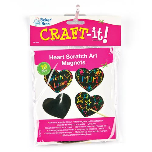 Kratzbild-Magneten – Herz – scratch art für Kinder zum Basteln ideal zum Valentinstag und Muttertag (10 Stück) - 2