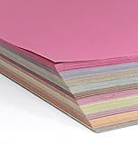 FARBEN: Sie erhalten je 25 Bögen in folgenden Farben: krapprosa, indigo, goldocker hell, helltürkis, sienna natur, magenta, maigrün, violett, orange und macciato. Also insgesamt sind im Lieferumfang 250 Bögen Tonpapier in Pastelltönen.