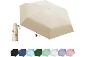 EEPLUYTY Ombrelli Portatile Con 6 Nervature, 6 Stecche Portatile Mini Ombrello Da Tasca, Ombrello Pieghevole Manuale Compatto Comodo e Portatile, Anti-Tempesta Ombrello Piccolo