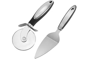Pizza Cutter Wheel Pie Serve Set, Lychico Stainless Steel Pizza Cutter with Non-Slip Handle, Easy to Cut and Clean, Dishwasher Safe,Sharp Pizza Slicer, Professional Pizza Knife