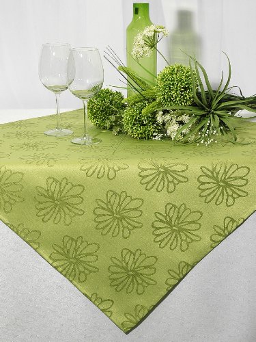 Bezaubernde Mitteldecke "Blüten Meer" in lindgrün / grün - 85x85 - Markenqualität - stilvoll und elegant - mit LOTUS - EFFEKT - FLECKSCHUTZ - Flüssigkeiten perlen einfach ab - im gleichen Design sind Tischläufer und Kissenbezüge erhältlich - auch in weiteren Farben erhältlich