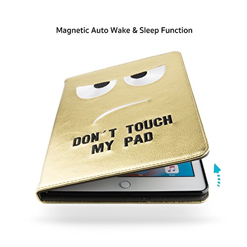 iPad Mini 4 Hülle – Deenor [Customize und Hand Stickerei][Cool Mode Design] Luxus PU Leder Flip Stand Tasche Abdeckung Mit Magnetisch Auto aufwachen / Schlaf Funktion Tasche Schutzhülle Hülle für Apple iPad Mini 4 Generation. (Gold Monster) - 5