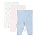 Bluezoo Pack Of Three Babies Pink, Blue And White Patterned Leggings 9-12 Months