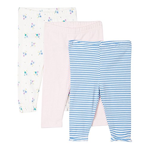 Bluezoo Pack Of Three Babies Pink, Blue And White Patterned Leggings 9-12 Months