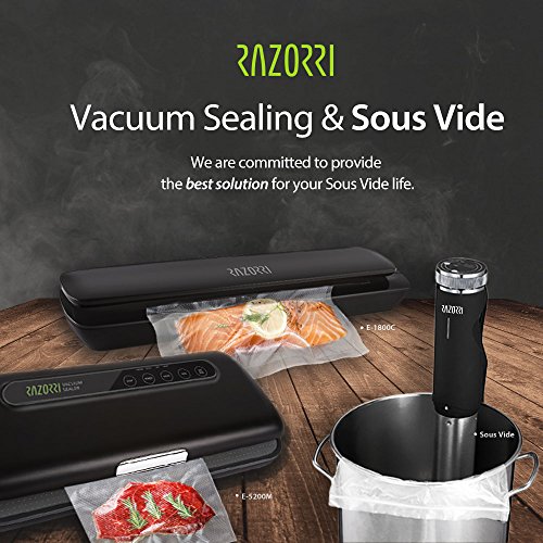 Razorri E1800-C Slim Vacuum Sealer Machine Vakuumiergerät mit 5 Starter Kit Vakuum Beutel Bags für Sous Vide Food Storage Saver Kompakt Leicht - 3