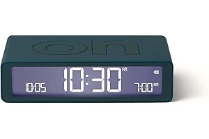 Lexon Flip Classic réveil Matin Lumineux, réversible avec Faces on Off et Fonction Snooze, à écran LCD et Lumière Tactile, Rechargeable par USB-C - Bleu Canard