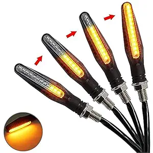 Wangsales KTM Style Sleek Pencil Type Flowing Running Amber LED Indicators Turning Signal lamps Blinkers Bulb Set of 4 ( Bike Indicator Lights Motorcycle) for Ktm Duke 200