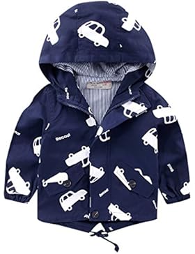 Right Euro Jungen Hübsche Übergansjacke mit Kapuze Kinder Jacke Kis Windjacke Autos Motiv für Körpergröße 90-130cm...