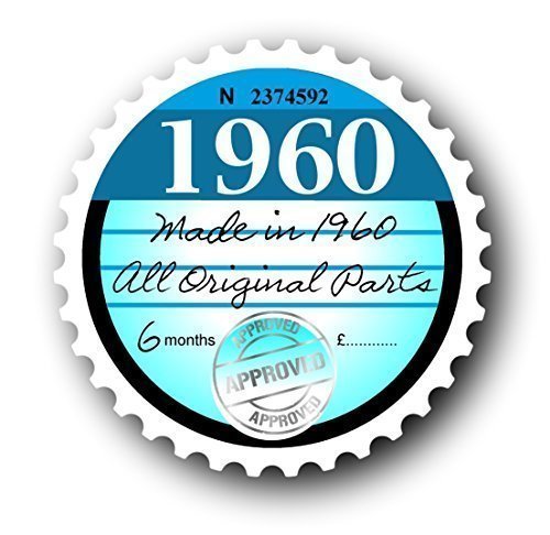 Sticar-it Ltd Retro 1960 Tax Disc Replacement Classic Vintage Vinyl Car Sticker Decal Badge 75x75mm approx.