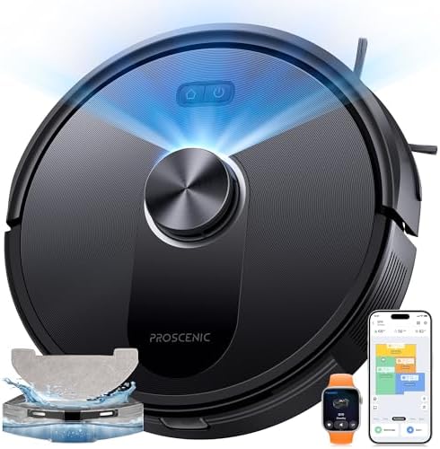 Proscenic Q10 Robot Aspirapolvere Lavapavimenti con Mappatura, Robot Pavimenti 8000Pa 200min, LiDAR Intelligente, Controllo APP/Alexa/WiFi/Siri/IFTTT, Ideale per Pulizia Domestica/Peli Animali