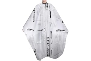cxxtkcxxlc Barber Cape, Hairdressing Salon Cape, Hairdressing Cape with Art Graffiti, Dirt-Resistant, Adjustable Neck Closure, White, White, One size fits all