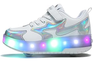 ROLLTONGOZ Scarpe con rotelle da Bambina Scarpe con luci Ragazza Scarpe da LED Ruota Skateboard Sneaker Sportive con Rotelle Automatiche Ruota Multisports Skateboard Sneaker con Ruote per Bambini…