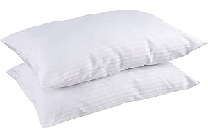 GREATOYAR Pack 2 Fundas de Almohada con Cremallera, Funda de Almohada, Fundas Almohadas, Poliester, Transpirable Suave Antiarrugas, Tamaño 45x70cm, 2 Unidades, Raya Blanca