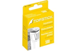 TopStick 13900 Fotokleber, 500 Stück, doppelseitig selbstklebende Fototapes für Fotoalbum, Scrapbook, Gästebuch, Fotobuch, Klebepads für Fotos in Spenderbox, weiß
