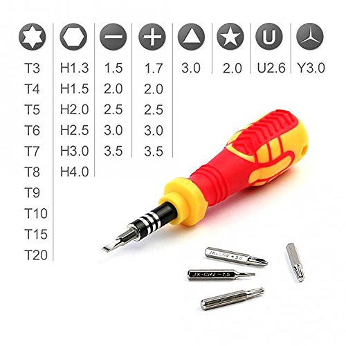 Schraubendreher Set 32 teilig – Handy Werkzeug Akkuwechsel / Reparatur (Smartphone, Tablet oder Notebook) Torx, Schraubenzieher Kreuz Stern Dreieck - 3