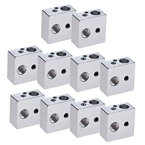 Aibecy 10 Pcs 20 x 20 x 10 mm 3D Drucker Aluminium Heizung Stück Heizblock All Metal Heat Block Hot End Für MK7 MK8 Extruder Düse RepRap Prusa i3 DIY 3D Drucker Zubehör