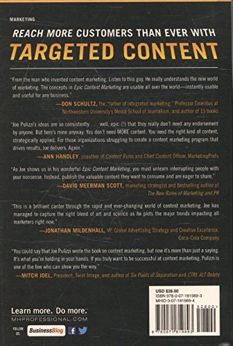 Book's Cover ofEPIC Content Marketing: How to Tell a Different Story, Break Through the Clutter, and Win More Customers by Marketing Less