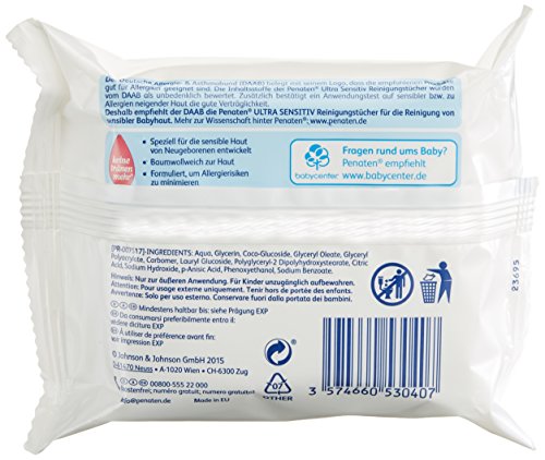 Penaten Baby Reinigungstücher Gesicht und Hände, 12er Pack (12 x 25 Stück) - 2