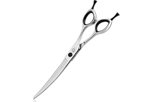 Purple Dragon Ciseaux pour chiens Courbes 7 pouces Acier 440C Ciseaux à fourrure professionnels pour chiens et chats droitiers Ciseauxs à cheveux pour chien pour toiletteurs et débutants