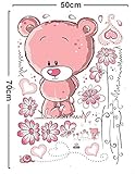 ufengke® Niedlichen Rosa Bären Lieben Herz Wandsticker, Kinderzimmer Babyzimmer Entfernbare Wandtattoos Wandbilder - 4