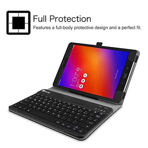 Fintie ASUS ZenPad 3S 10 Z500M Bluetooth Tastatur Hülle Keyboard Case – Ultradünn leicht SmartShell Ständer Schutzhülle mit magnetisch abnehmbar drahtloser Bluetooth Tastatur für Asus ZenPad 3S 10 Z500M 9,7 Zoll (2016 Modell) Tablet-PC, Schwarz - 4