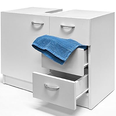 Deuba Meuble salle de bain rangement dessous lavabo avec 3 tiroirs - blanc