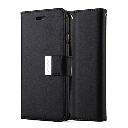 For iPhone 7 Plus Case,iPhone 7 Plus Cover,L-FADNUT Premium Flip Stand Wallet PU Leather Case,[Dual Card Slots] for Apple iPhone (5.5 inch) iPhone 7 Plus Jet Black - Black