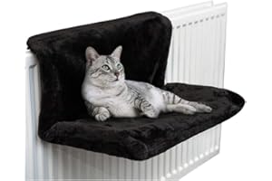 Spark Trade Convenient Radiator Cat Bed: Easy Setup, Luxurious Faux Fur Cover, Machine Washable, Strong Metal Frame, Collapsible Design for Storage - Hanging Cat Mat Pet Cats Resting (White)