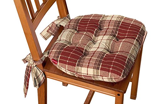Dekoria Stuhlkissen Martin mit Schleifen 40 x 37 x 8 cm bordeaux-braun