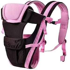 Ineffable Baby Carrier Bag Kangaroo Design Sling 4 in 1 Ergonomic Style with Adjustable Shoulder Strap & Hip Support Basket for Front Back Use for Mother Child Infant Toddlers Travel - 0-2 Year Pink