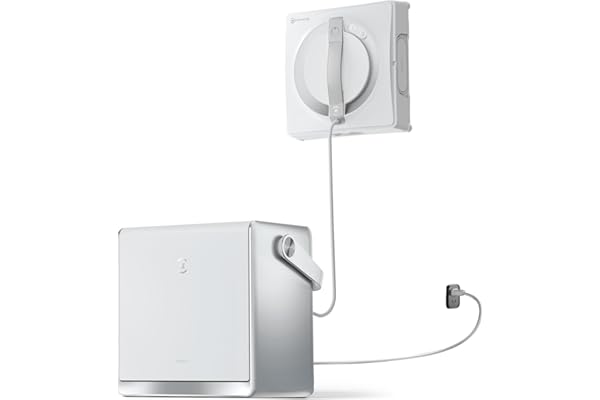 ECOVACS WINBOT W2 Pro Omni Robot Nettoyeur de vitres avec Station Multifonction, se Recharge Pendant Le Fonctionnement, buse à Triple Embout, système de Protection à 12 Niveaux