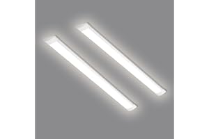 HUMIGA 2 Pack 4FT LED Batten Light, 40W 3600LM Slim Profile Wide Tube Lighting for Ceiling of Indoor Home Garage Shop Office, PC Body,Neutral White 4000K