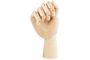 Wisboey Artiste en bois Mannequin de dessin Mannequin articulé avec doigts souples en bois main droite de 25,4 cm