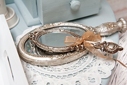 Handspiegel Clayre & Eef silber farben Spiegel Vintage Nostalgie Kosmetikspiegel 19cm 62S008 - 2