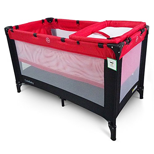 Cute Baby - Travel Cot - Playpen - Bassinet - (Black/Red) - (PB618/2)