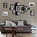 Produktbild WQEWEW Non-Ticking Silent Modern Matt Wall Clock DIY for Living Room Bedrooms Office Kitchens Black 72 * 46Cm + 4 Photo Frames