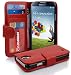 Produktbild Samsung Galaxy S4 Hülle in ROT von Cadorabo - Handyhülle mit 3 Kartenfächer Case Cover Schutzhülle Etui Tasche Book Klapp Style in INFERNO ROT
