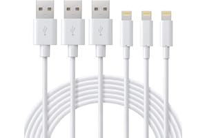 ilikable iPhone Câble 2M Lot de 3 Certifié MFi Câble Lightning avec Connecteur Résistant Charger Rapide Chargeur Compatible avec iPhone 13/12/11/XS/8 Plus/7 Plus/6s/iPad Air/Airpods-Blanc