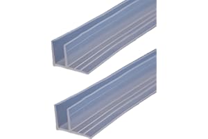 QOXEZY Lot de 2 joints de porte de douche en forme de F de 2 m - Bande pour verre d'épaisseur de 6 mm - Joint d'étanchéité en caoutchouc et plastique pour porte en verre