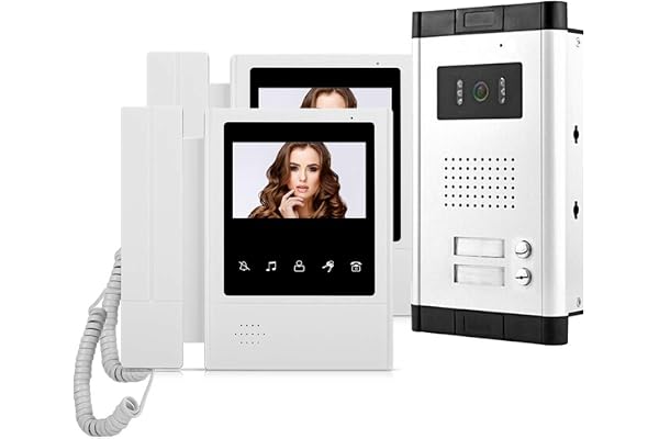 HFeng Kit interphone vidéo de 4,3 '' avec Sonnette Couleur, 2 moniteurs et caméra extérieure 700TVL IR Vision Nocturne pour 2 Appartements/familles
